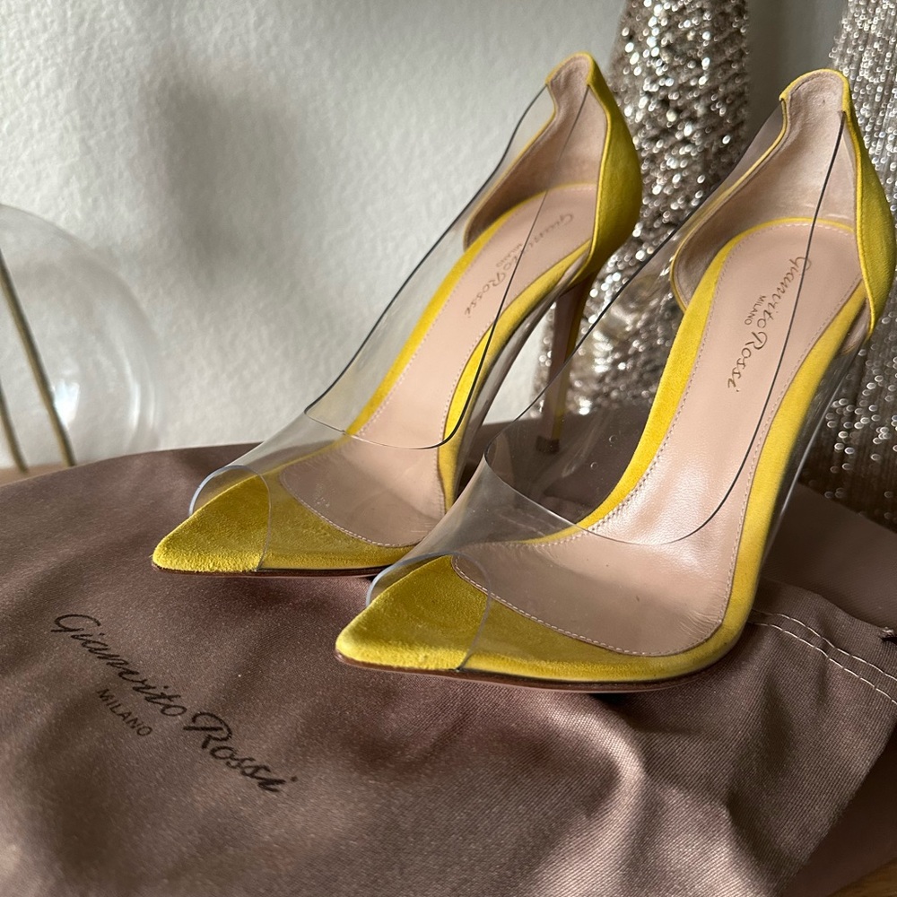 Gianvito Rossi Yellow and Clear Heels